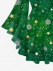 Plus Size Christmas Snowflake Glitter 3D Printed Lattice Flare Sleeves T-shirt -  