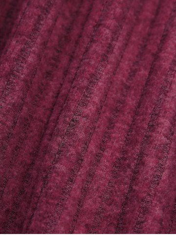 Plus Size Lace-up Tied Cinched Floral Lace Flare Sleeve Keyhole Neck Textured T-shirt