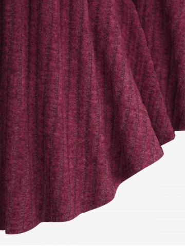 Plus Size Lace-up Tied Cinched Floral Lace Flare Sleeve Keyhole Neck Textured T-shirt