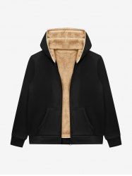 Gothic Full Zipper Solid Pockets Fleece Lining Hoodie For Men -  