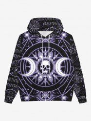 Gothic Halloween Galaxy Skulls Sun Moon Geometry Print Fleece Lined Hoodie For Men -  