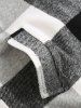 Men's Plaid Pattern Button Front Faux Woolen Long Coat -  