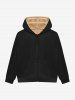 Gothic Full Zipper Solid Pockets Fleece Lining Hoodie For Men -  