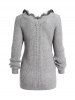 Cold Shoulder Lace Insert Hollow Out Sweater -  