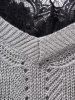 Cold Shoulder Lace Insert Hollow Out Sweater -  