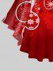 Plus Size Christmas Ball Snowflake Floral Colorblock Print Lattice Flare Sleeve T-shirt -  