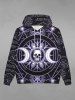 Gothic Halloween Galaxy Skulls Sun Moon Geometry Print Fleece Lined Hoodie For Men -  