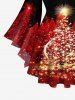 Plus Size Christmas Tree Sparkling Sequin Glitter 3D Printed Lattice Flare Sleeve T-shirt -  