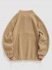 Faux Sherpa Fluffy Spliced Plaid Half Zip Stand Collar Toggle Drawstring Teddy Sweatshirt -  