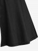 Gothic Lapel Collar Split Flutter Sleeves Ruched PU Panel Zipper Belted Coat -  