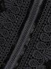 Gothic Full Zipper Applique Panel Fur Trim Fluffy Collar Long Sleeve Velvet Hooded Coat -  