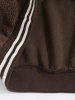 Men's Two Tone Colorblock Smile Face Embroidered Fluffy Faux Fur Baseball Jacket -  