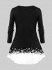 Plus Size Christmas Tree Hat Santa Claus Snowflake Letters Stars Print Long Sleeves T-shirt -  
