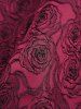 Robe Pin Up Rose Brodée en Jacquard Grande Taille Ourlet à Volants - Rouge foncé 2X | US 18-20