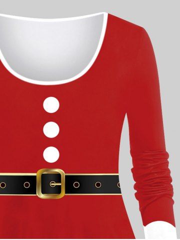 Plus Size Christmas Santa Claus s Colorblock Buttons Buckle Belt