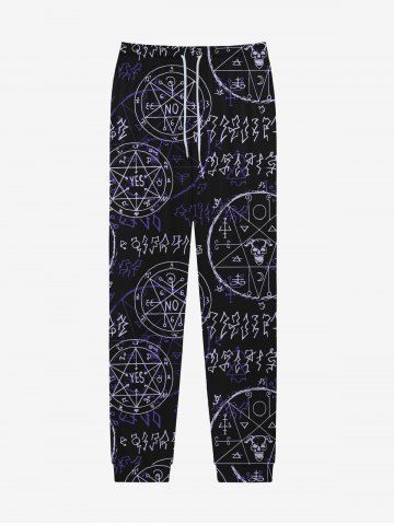 Gothic Math Symbol Geometric Graphic Printed Drawstring Pull On Sweatpants For Men - BLACK - S