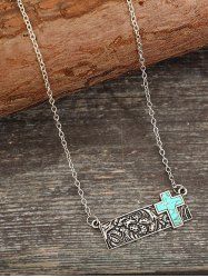 Cross Turquoise Pendant Necklace -  