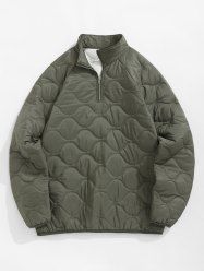 Men's Casual Daily Solid Color Quarter Zip Mock Neck Long Sleeve Pullover Popover Quilted Padded Jacket -  