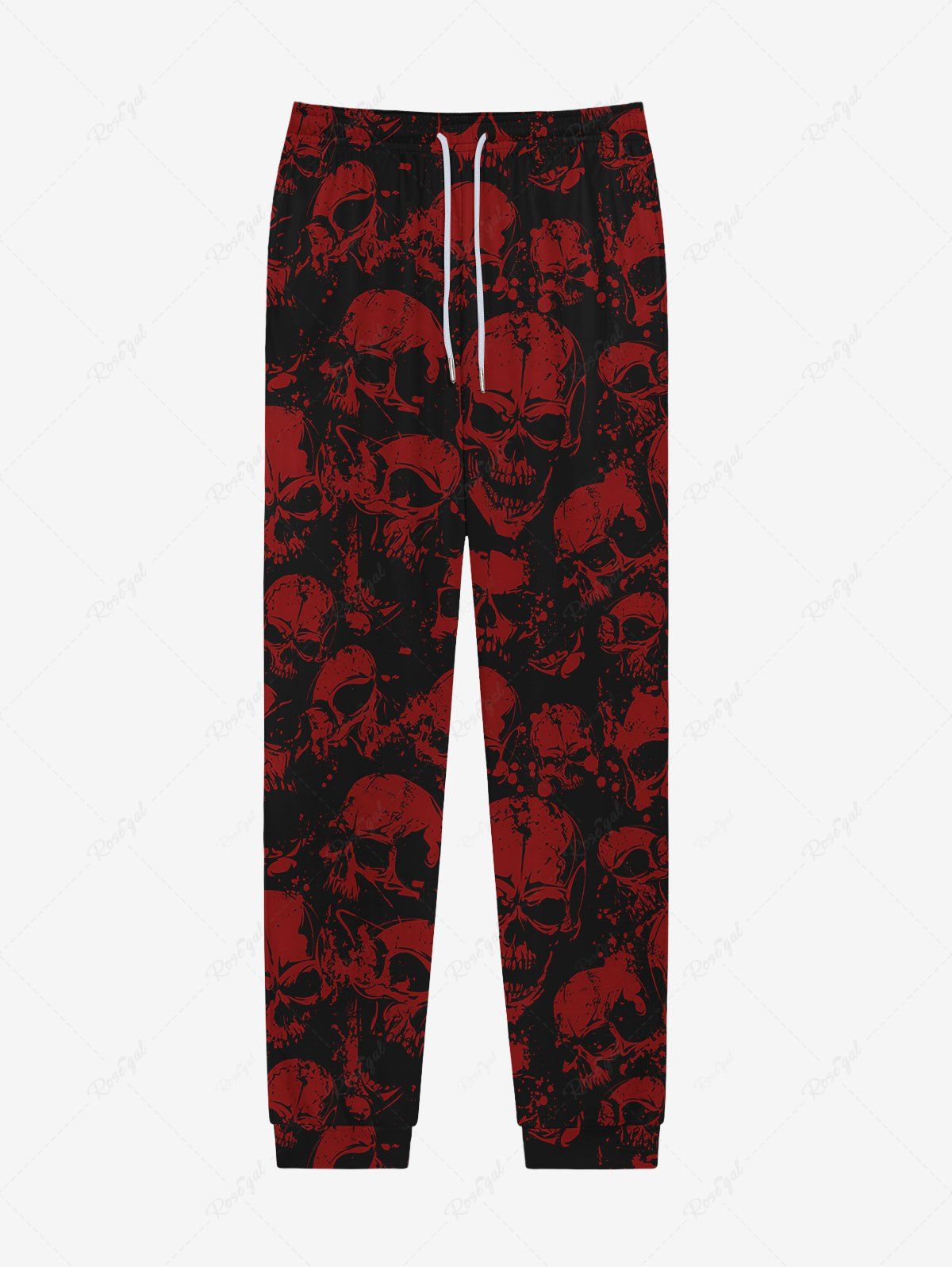 Outfits Gothic Bloody Skulls Print Pockets Drawstring Halloween Sweatpants For Men  