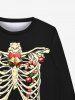 Sweat-shirt Imprimé Boule et Squelette Noël 3D à Manches Longues pour Homme - Noir 6XL