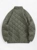 Men's Casual Daily Solid Color Quarter Zip Mock Neck Long Sleeve Pullover Popover Quilted Padded Jacket -  