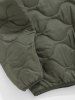 Men's Casual Daily Solid Color Quarter Zip Mock Neck Long Sleeve Pullover Popover Quilted Padded Jacket -  