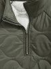 Men's Casual Daily Solid Color Quarter Zip Mock Neck Long Sleeve Pullover Popover Quilted Padded Jacket -  
