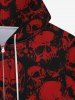 Sweat à Capuche D'Halloween Gothique Crâne Sang Imprimé avec Poche à Cordon pour Homme - Rouge foncé 5XL