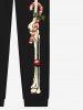 Pantalon de Survêtement avec Cordon de Serrage à Imprimé Squelette et Boules de Noël Style Gothique 3D pour Hommes - Noir XL