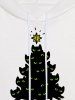 Sweat à Capuche Pull-over Gothique Chat Sapin de Noël Imprimés à Doublure en Laine à Cordon - Blanc XL