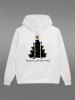 Gothic Cat Christmas Tree Stars Letters Print Pocket Drawstring Fleece Lining Pullover Hoodie For Men -  