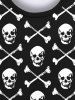 Sweatshirt Gothique D'Halloween Crâne Os Imprimés à Manches Longues pour Homme - Noir 3XL