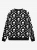 Gothic Skulls Bone Print Halloween Pullover Long Sleeves Sweatshirt For Men -  
