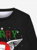 Gothic Christmas Hat Skull Stars Letters Triangle Printed Pullover Long Sleeves Sweatshirt For Men -  