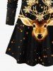 T-shirt Guirlande de Noël 3D Etoile Brillante Imprimée de Grande Taille à Manches Longues - Noir S