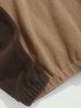 Colorblock Polar Fleece Ethnic Aztec Printed Letter Patched Quarter Zip Sweatshirt -  