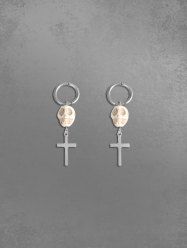 Fashion Skull Cross Halloween Drop Earrings -  