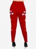 Christmas Tree Hat Snowflake Star Bowknot Printed T-shirt and Leggings Plus Size Matching Set -  