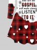 Ensemble de Pyjama Tressé 3D Flocon de Neige à Carreaux Imprimé en Blocs de Couleurs Grande Taille - Rouge foncé 4X