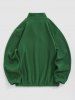 Men's PARIS Embroidered Fuzzy Polar Fleece Quarter Zip Stand Collar Pullover Sweatshirt -  