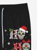 Gothic Christmas Hat Elk Snowflake Skulls Letters Gift Box Print Drawstring Pockets Sweatpants For Men -  