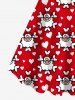 Robe à Bretelle 3D Père Noël et Flocon de Neige Imprimés de Grande Taille avec Nœud Papillon - Rouge S