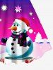 Plus Size Christmas Tree Snowman Star Candy Snowflake Colorblock Print Tank Dress -  