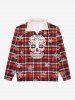 Sweat-shirt D'Halloween Gothique Zippé Flocon de Neige à Carreaux Imprimé à Col Debout en Fourrure pour Homme - Rouge M