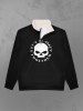 Sweatshirt Gothique D'Halloween Crâne Lettre Imprimée à Demi-Zip avec Poche en Fausse Fourrure - Noir XS