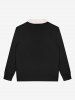Gothic Faux Fur Stand-up Collar Skull Letters Print Half Zipper Pocket Halloween Pullover Sweatshirt For Men -  