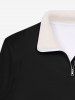 Sweat-shirt Gothique en Couleur Unie Demi-Zip avec Poche Kangourou à Col Debout - Noir 3XL