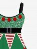 Robe de Noël Ligne A Bouclé à Pois Imprimé de Grande Taille à Paillettes - Vert profond S