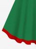 Robe de Noël Ligne A Bouclé à Pois Imprimé de Grande Taille à Paillettes - Vert profond 4X