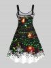 Plus Size Glitter Sparkling Christmas Light Snowflake Print Sleeveless A Line Tank Party Dress -  